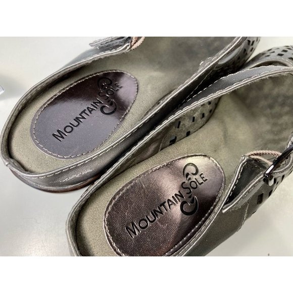 Mountain Sole Womens Chandler Mules Sandals Metallic Cutout Buckle Mid Heel 7 - Picture 10 of 11